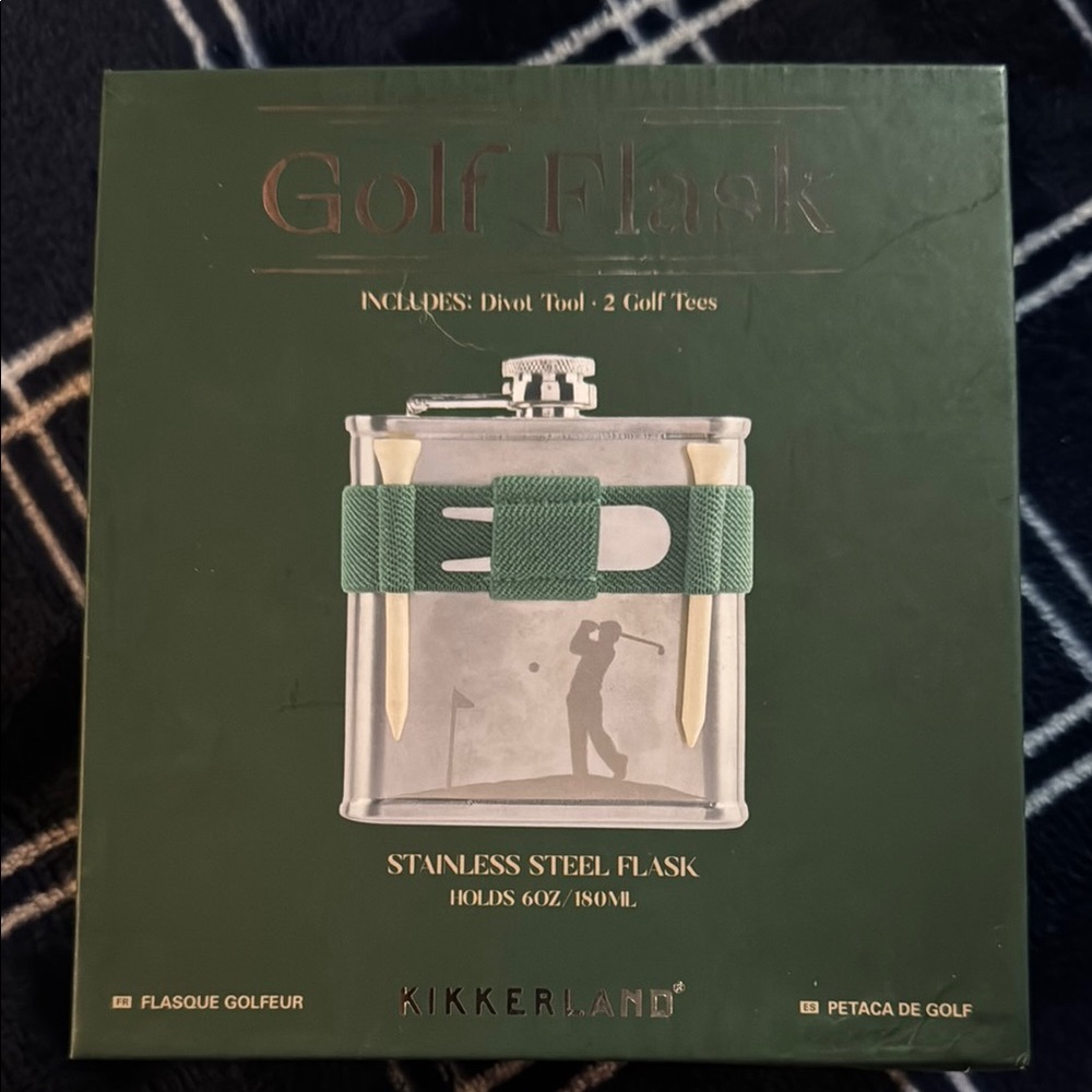 Kikkerland Stainless Steel Golf Flask Set